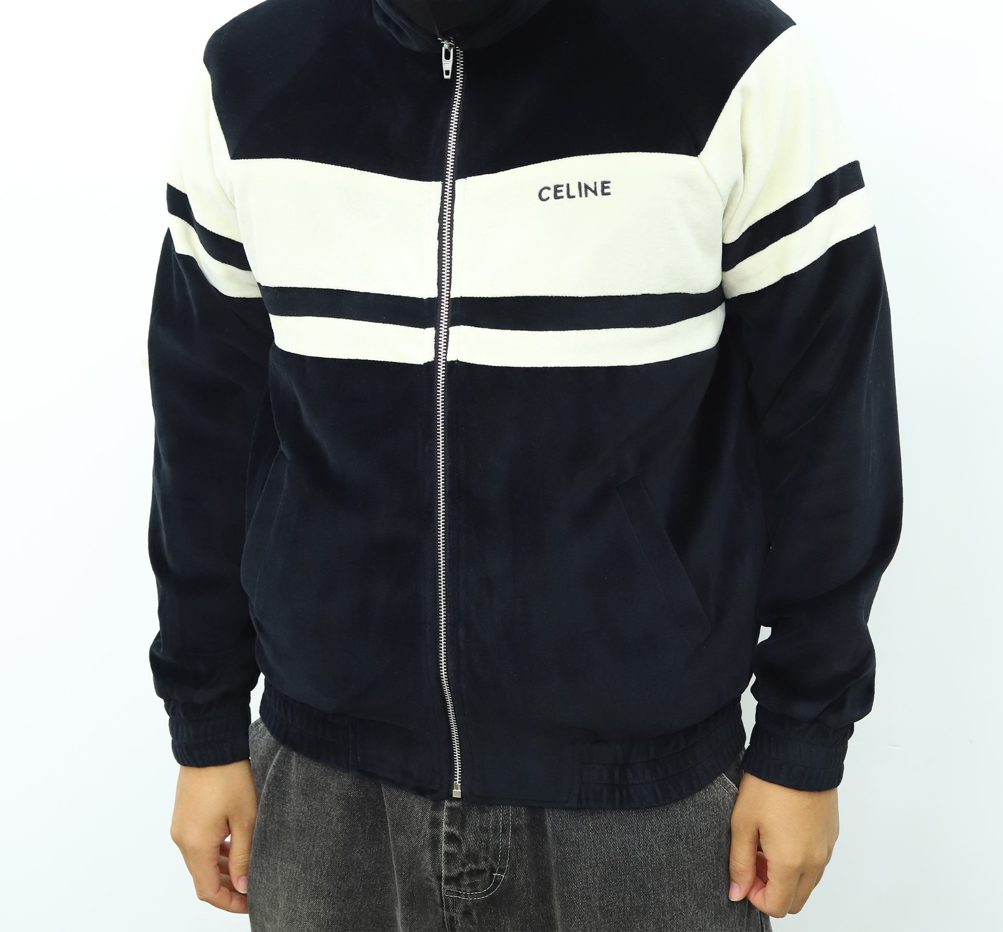 Celine刺绣丝绒夹克