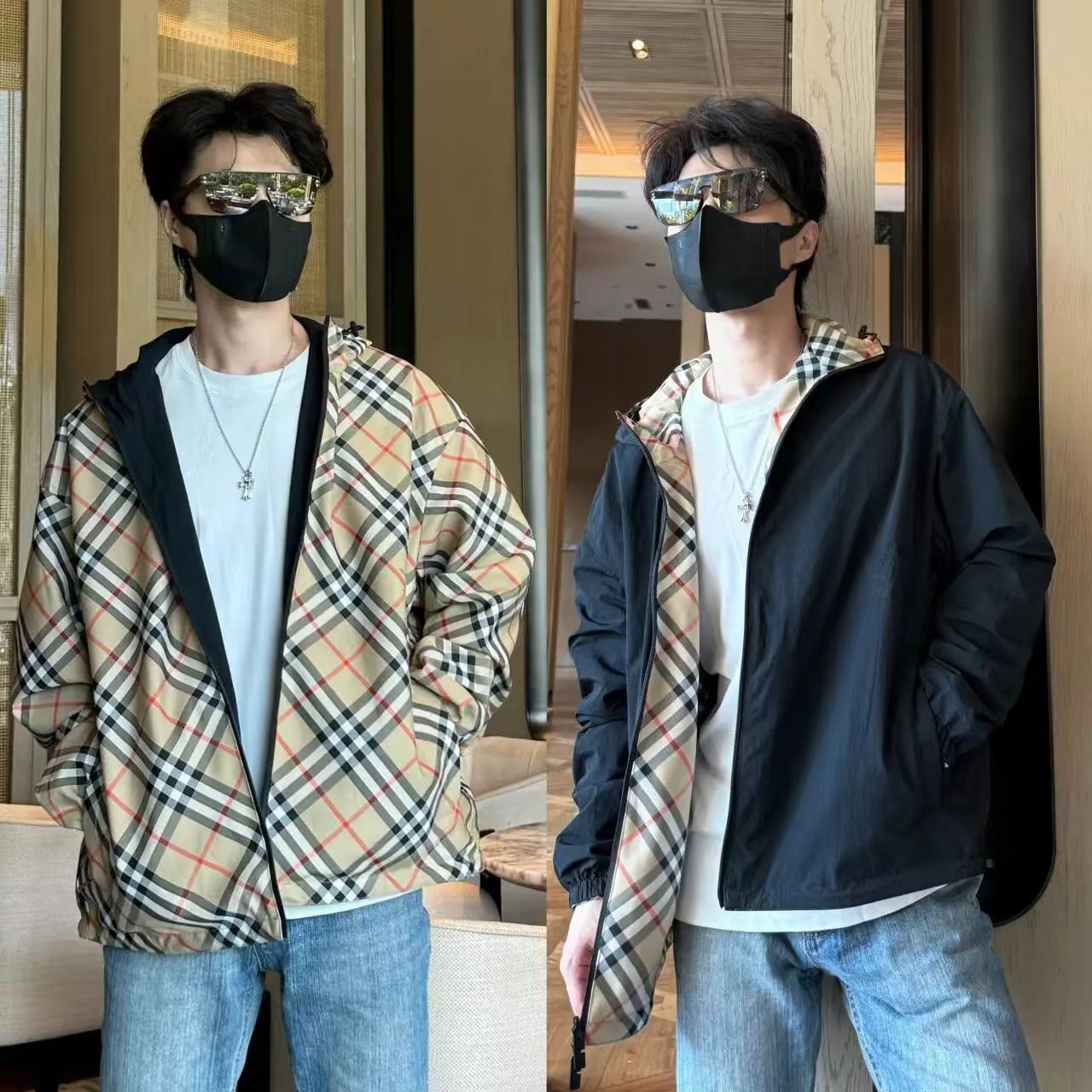 BBR Reversible Plaid War Horse Trench Coat