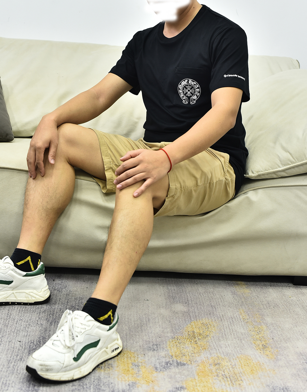 克罗心logo短袖 白色黑色