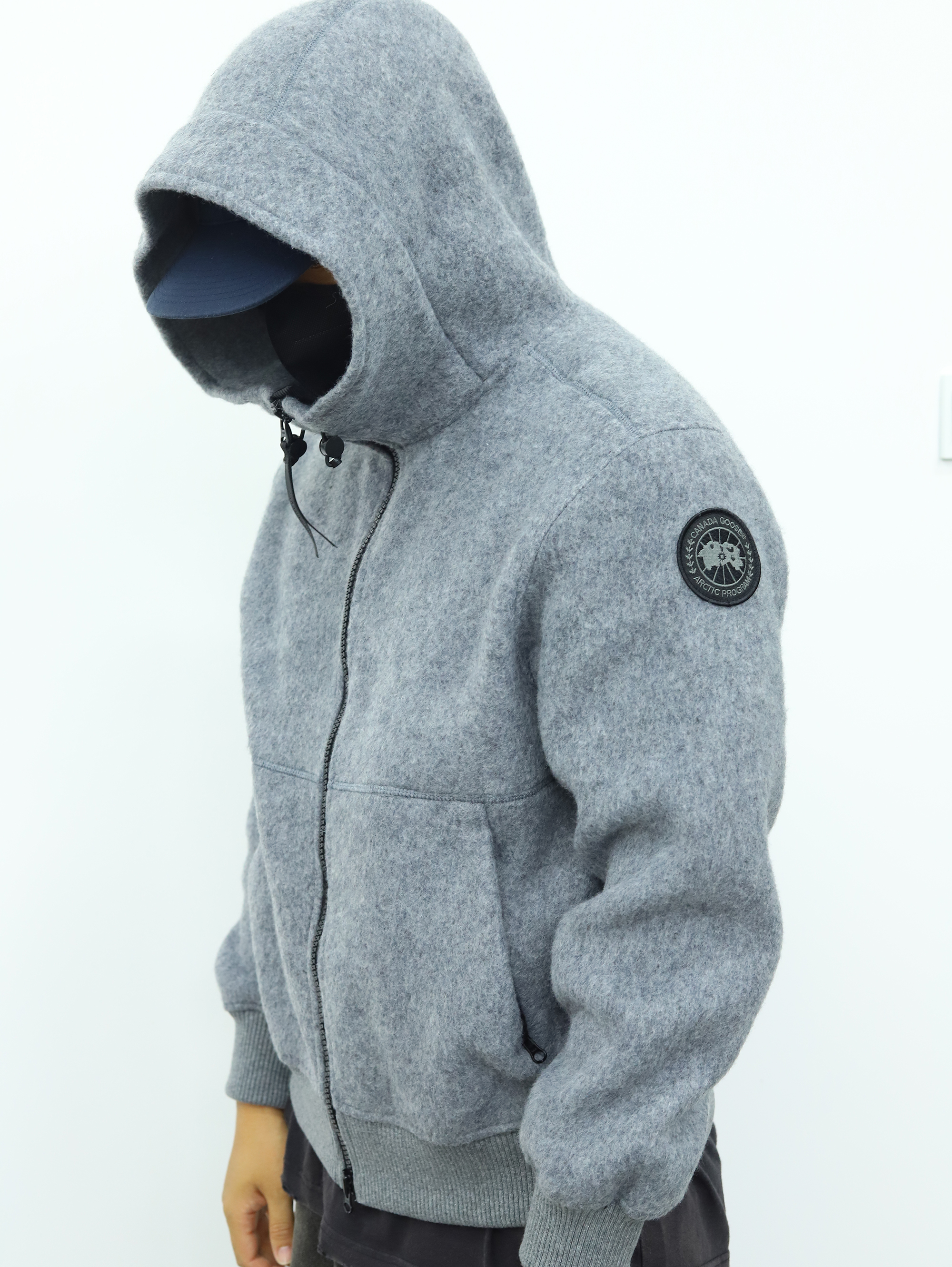 Canada抓绒饰章连帽外套