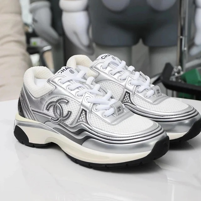 【银角女鞋】Chanel香奈儿 23C 银角大王银灰拼色网格女生小白鞋