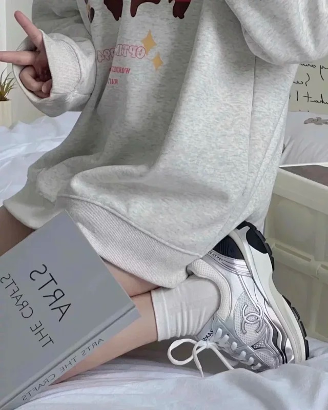 【银角女鞋】Chanel香奈儿 23C 银角大王银灰拼色网格女生小白鞋