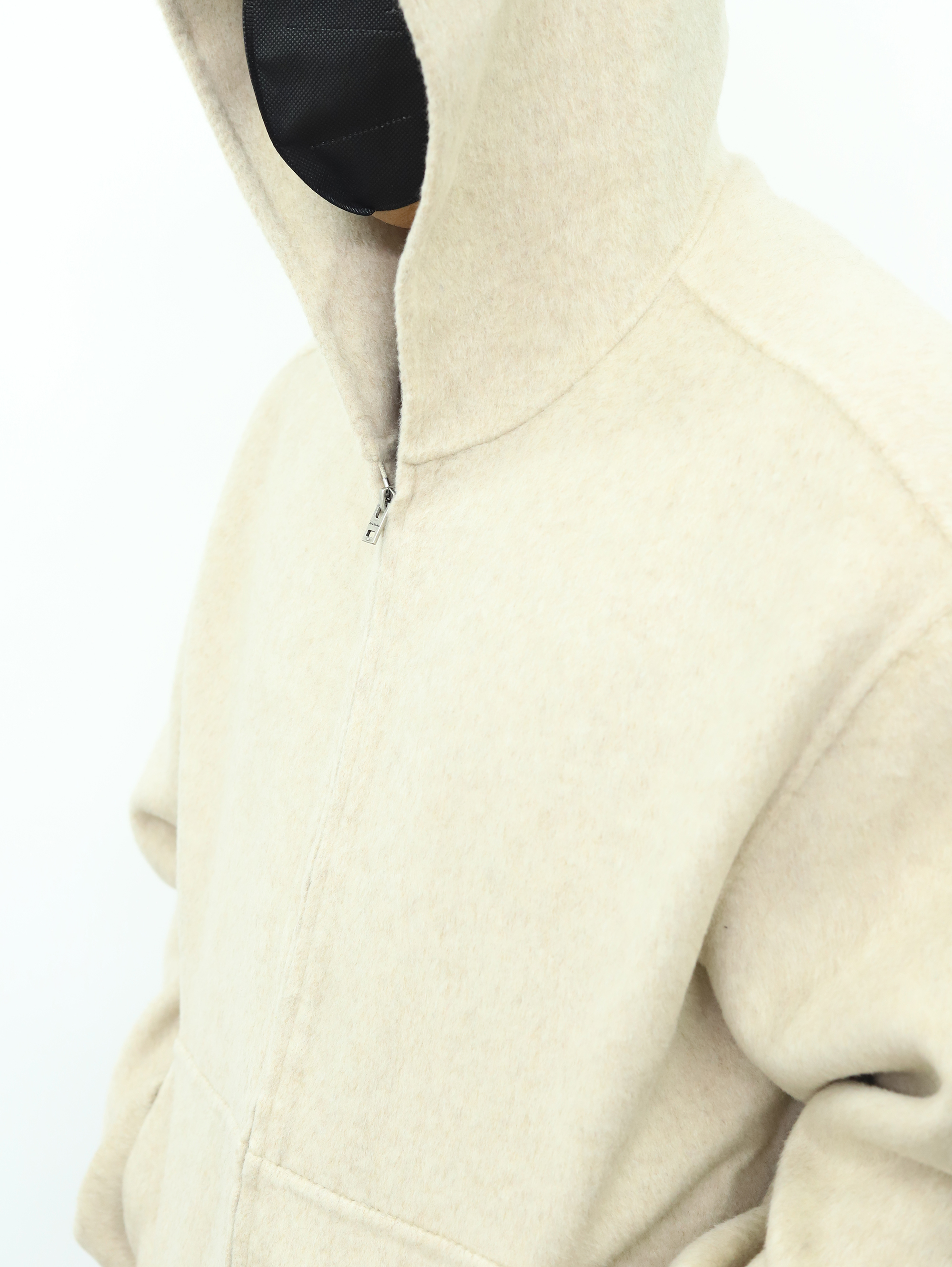 Acne连帽羊绒外套 杏色