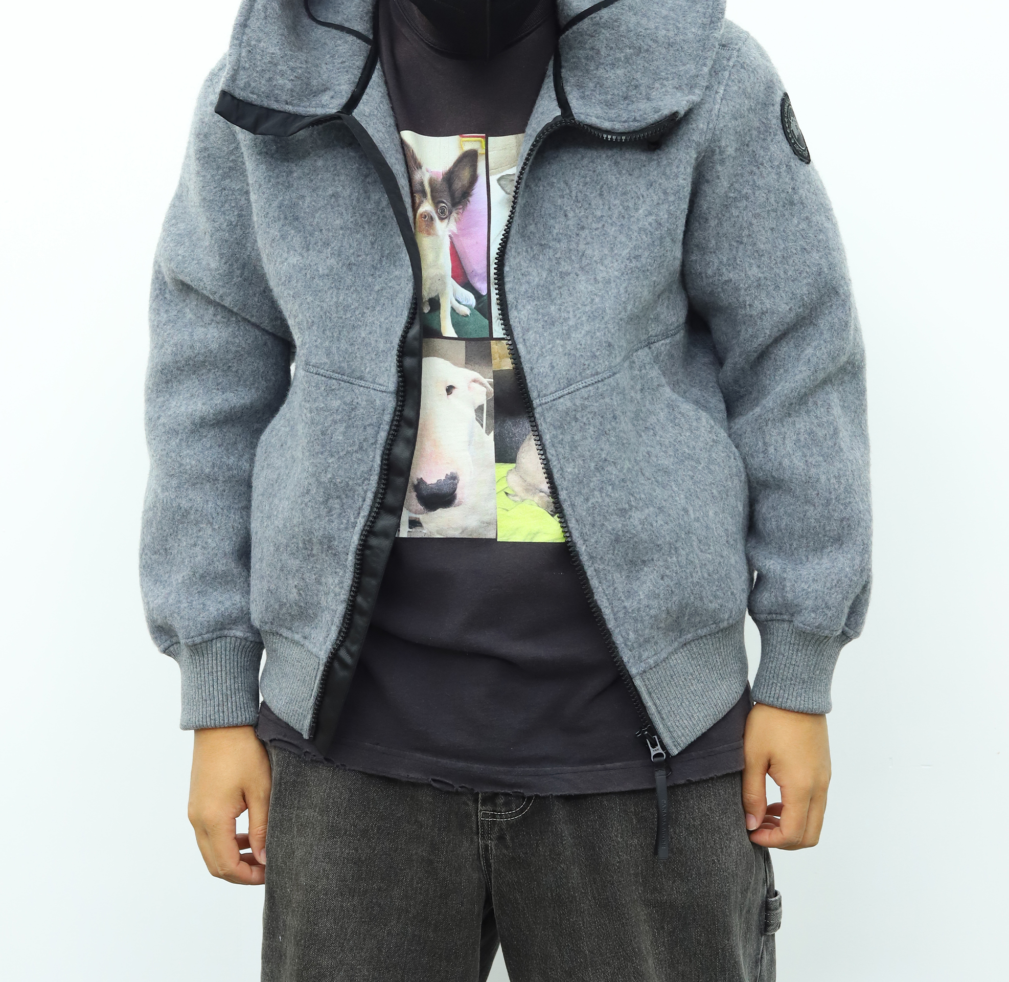 Canada抓绒饰章连帽外套