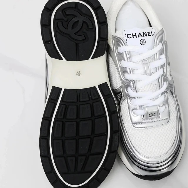 【银角女鞋】Chanel香奈儿 23C 银角大王银灰拼色网格女生小白鞋