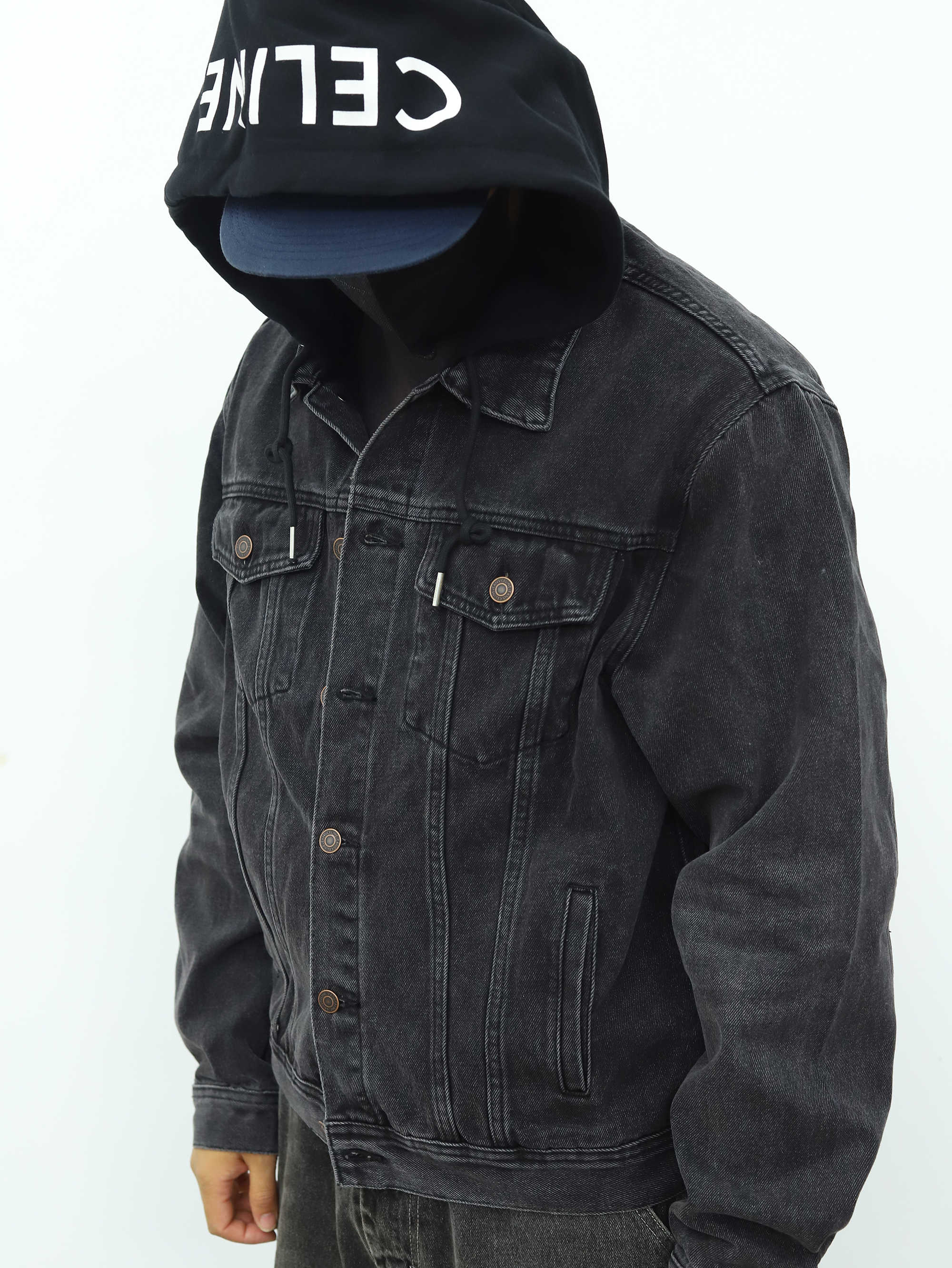 Celine拼接连帽牛仔外套