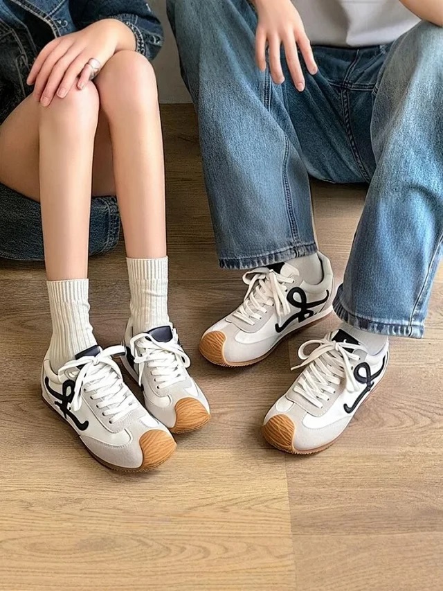 【四色出货】LOEW罗意 Ballet Runner 2.0 尼龙牛皮革 圆头系带 低帮 生活休闲鞋 棕色