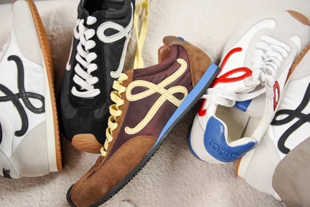 【四色出货】LOEW罗意 Ballet Runner 2.0 尼龙牛皮革 圆头系带 低帮 生活休闲鞋 棕色