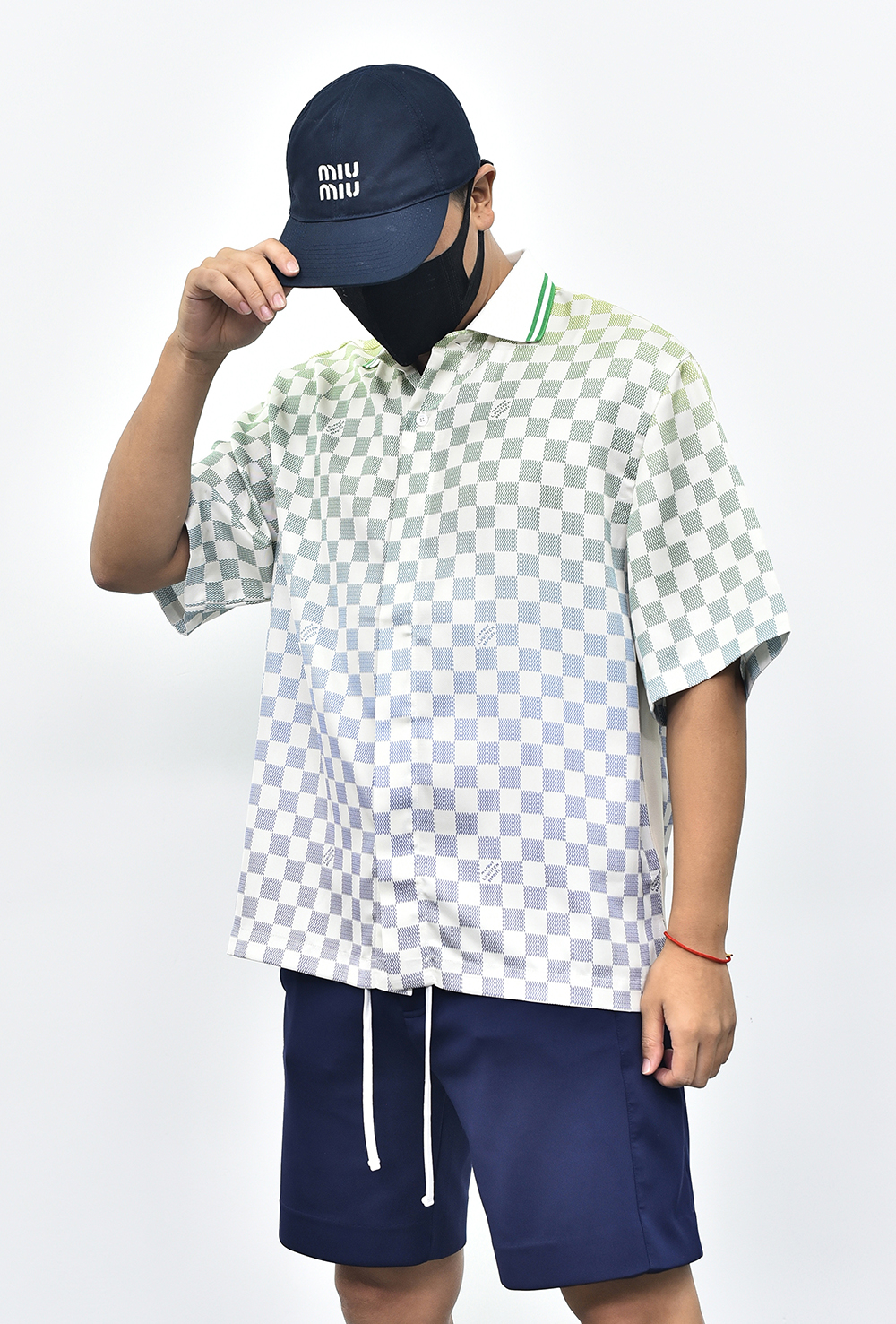 1V 格子渐变衬衫