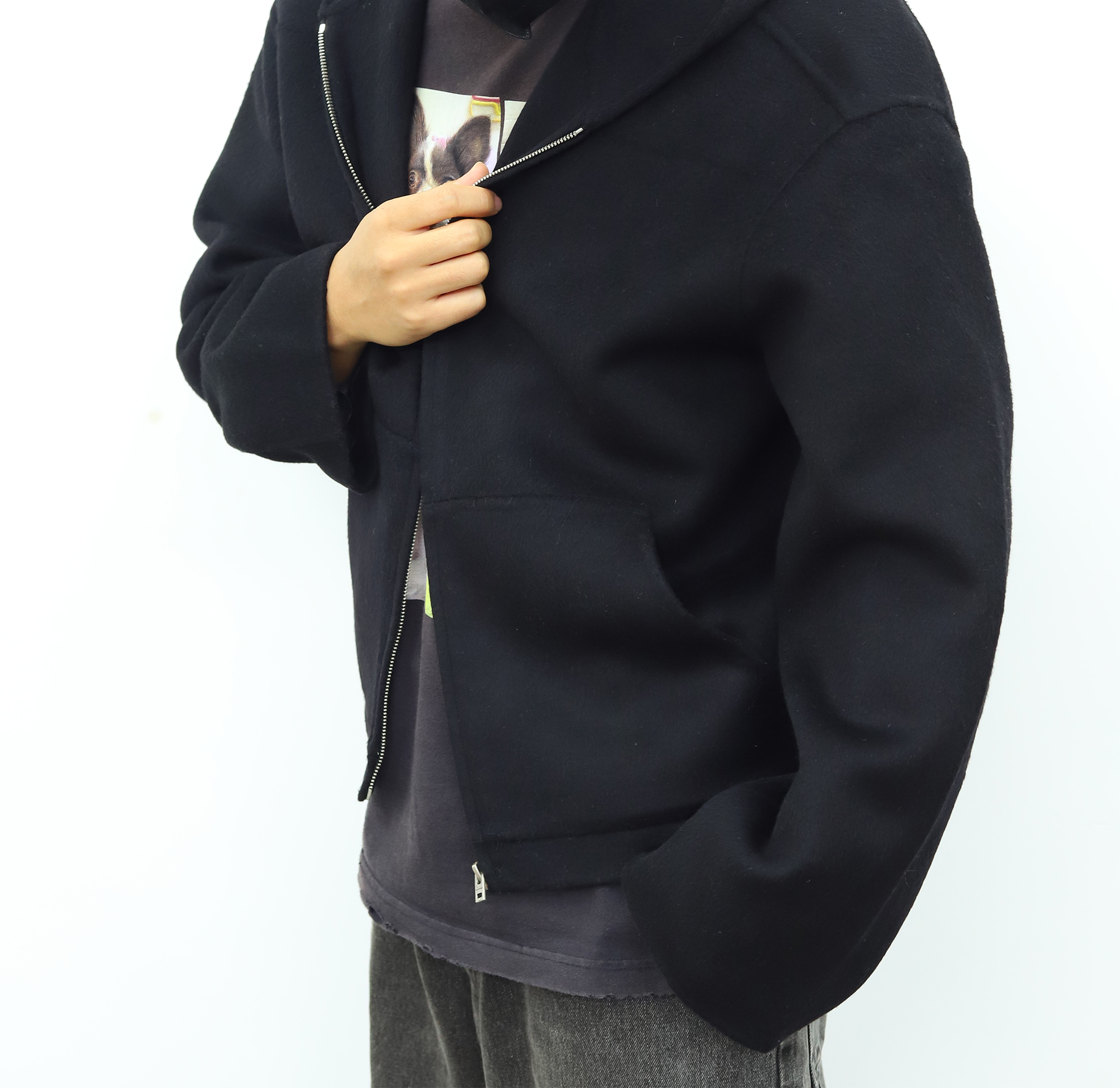 Acne连帽羊绒外套 杏色