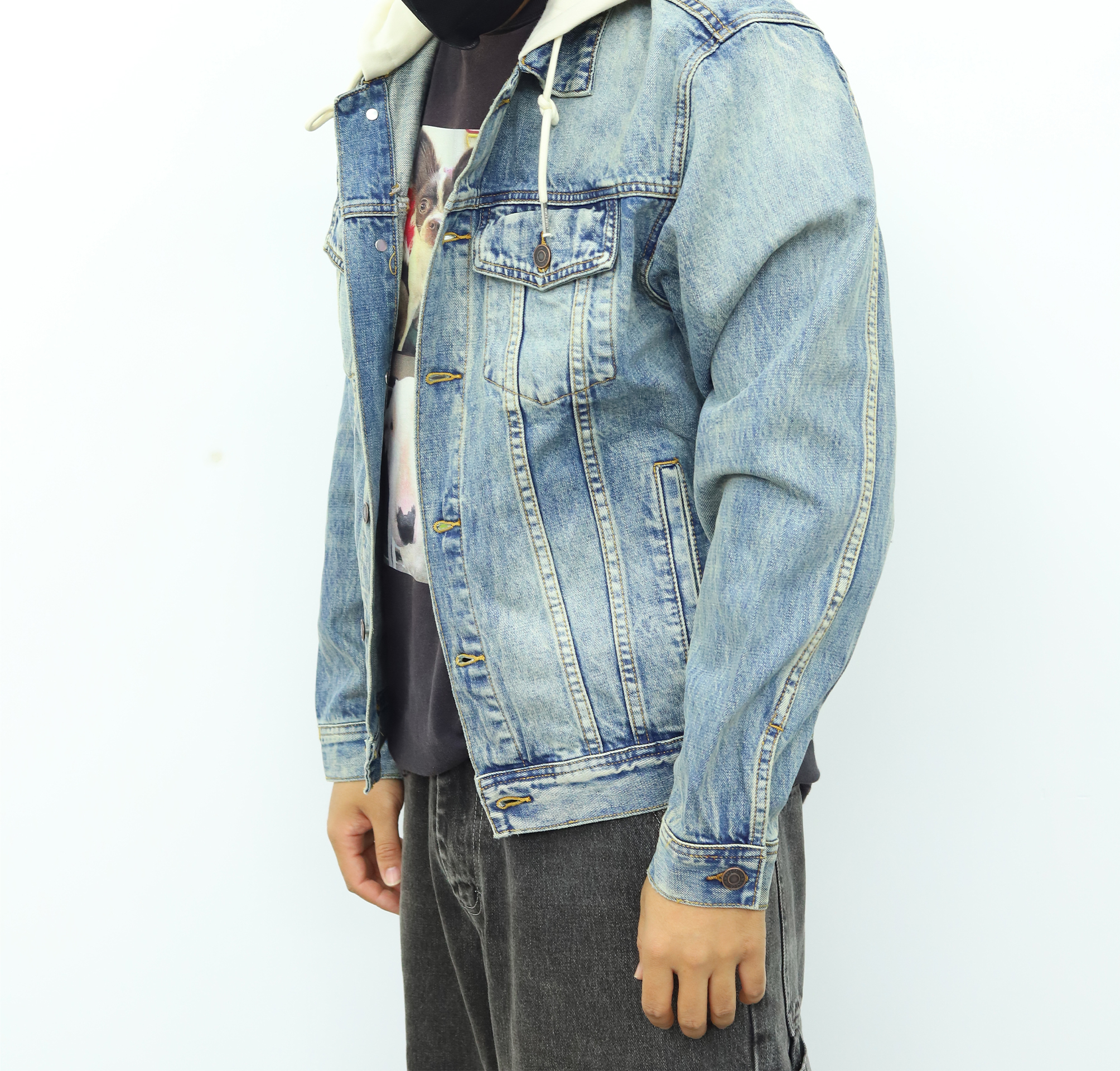 Celine拼接连帽牛仔外套