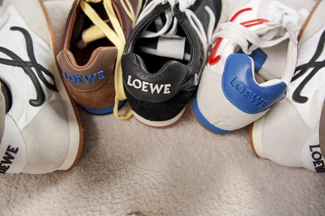 【四色出货】LOEW罗意 Ballet Runner 2.0 尼龙牛皮革 圆头系带 低帮 生活休闲鞋 棕色