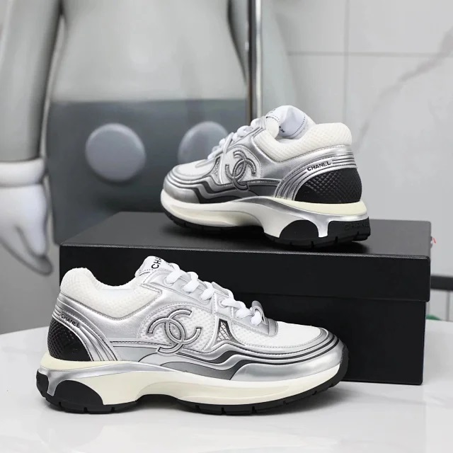 【银角女鞋】Chanel香奈儿 23C 银角大王银灰拼色网格女生小白鞋