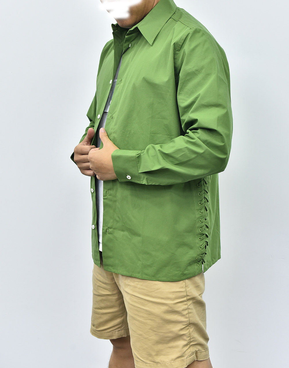 BV葆蝶家长袖衬衫 绿色黑色