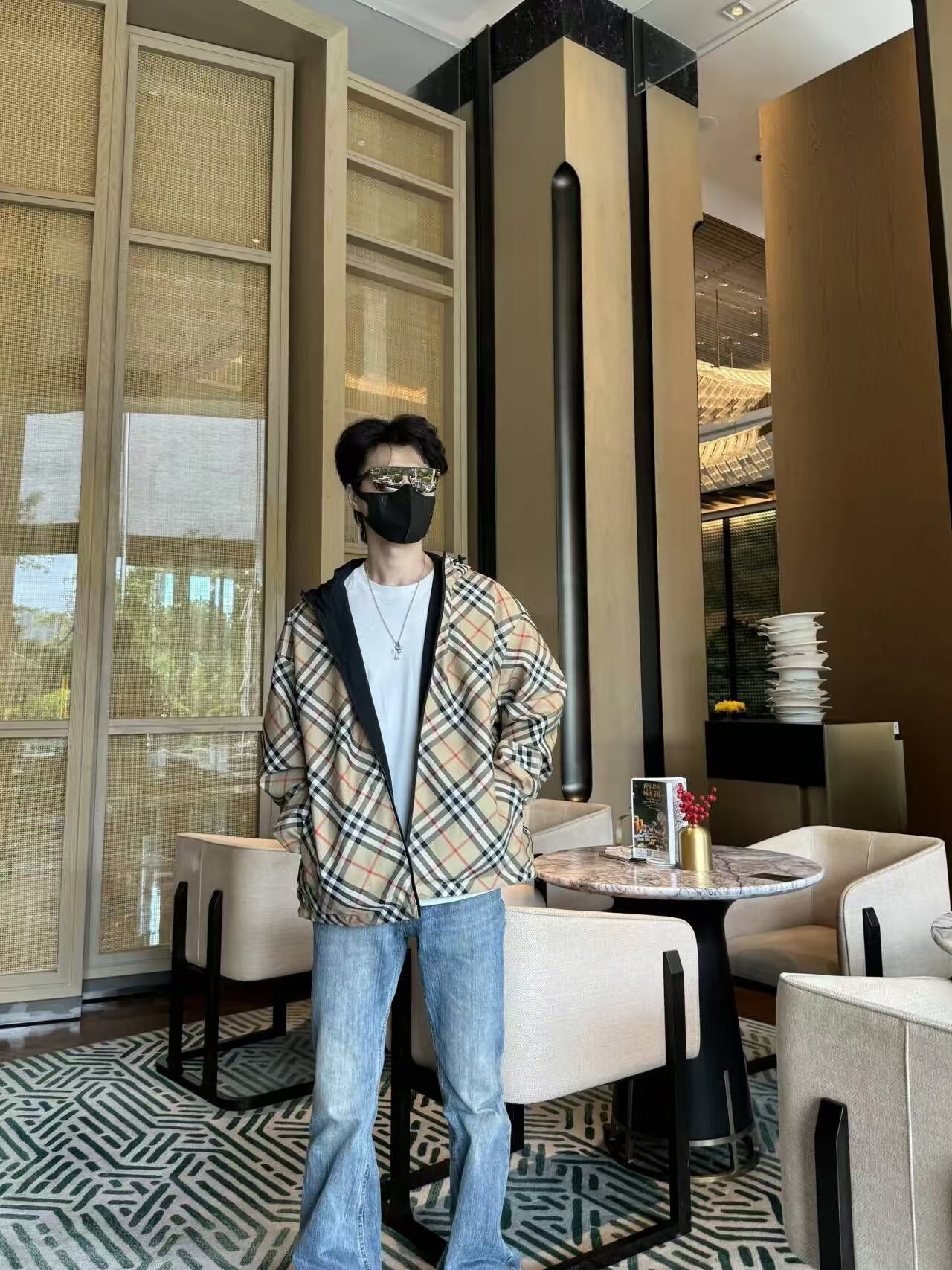 BBR Reversible Plaid War Horse Trench Coat