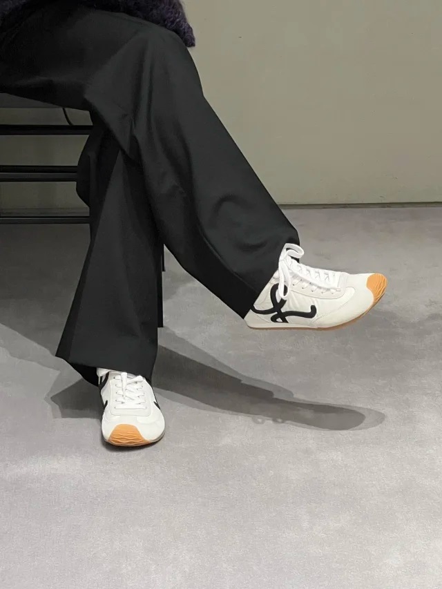 【四色出货】LOEW罗意 Ballet Runner 2.0 尼龙牛皮革 圆头系带 低帮 生活休闲鞋 棕色