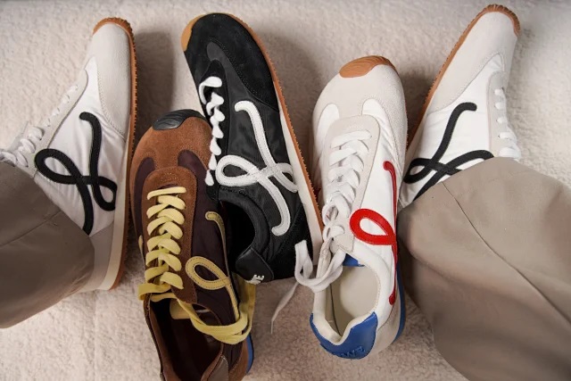 【四色出货】LOEW罗意 Ballet Runner 2.0 尼龙牛皮革 圆头系带 低帮 生活休闲鞋 棕色