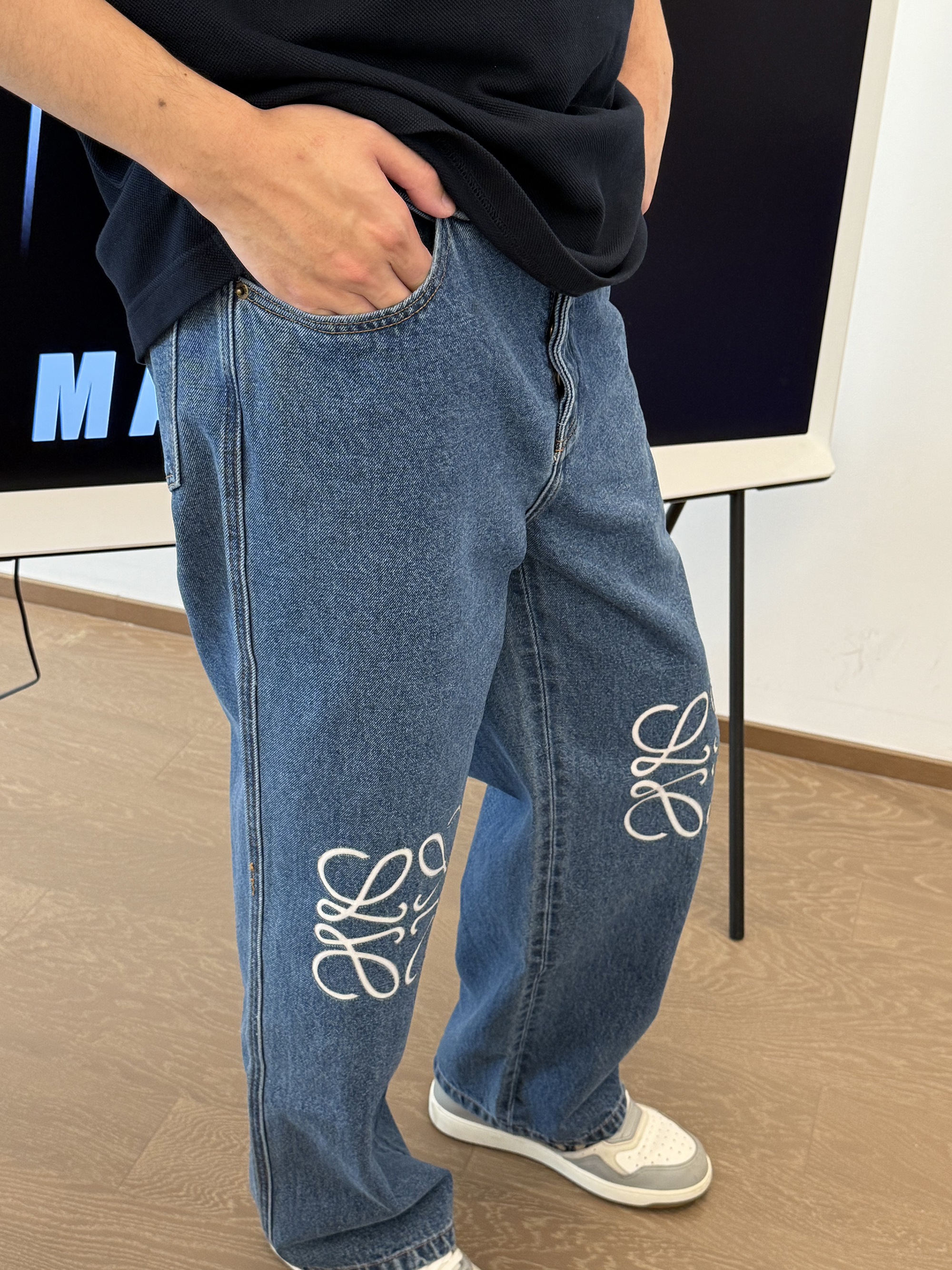 LOE laser engraved jeans