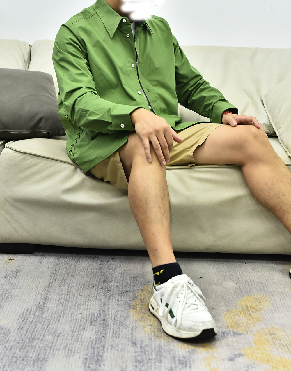 BV葆蝶家长袖衬衫 绿色黑色