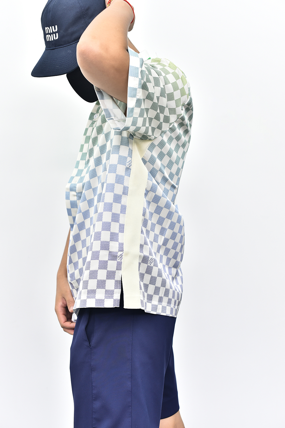 1V 格子渐变衬衫