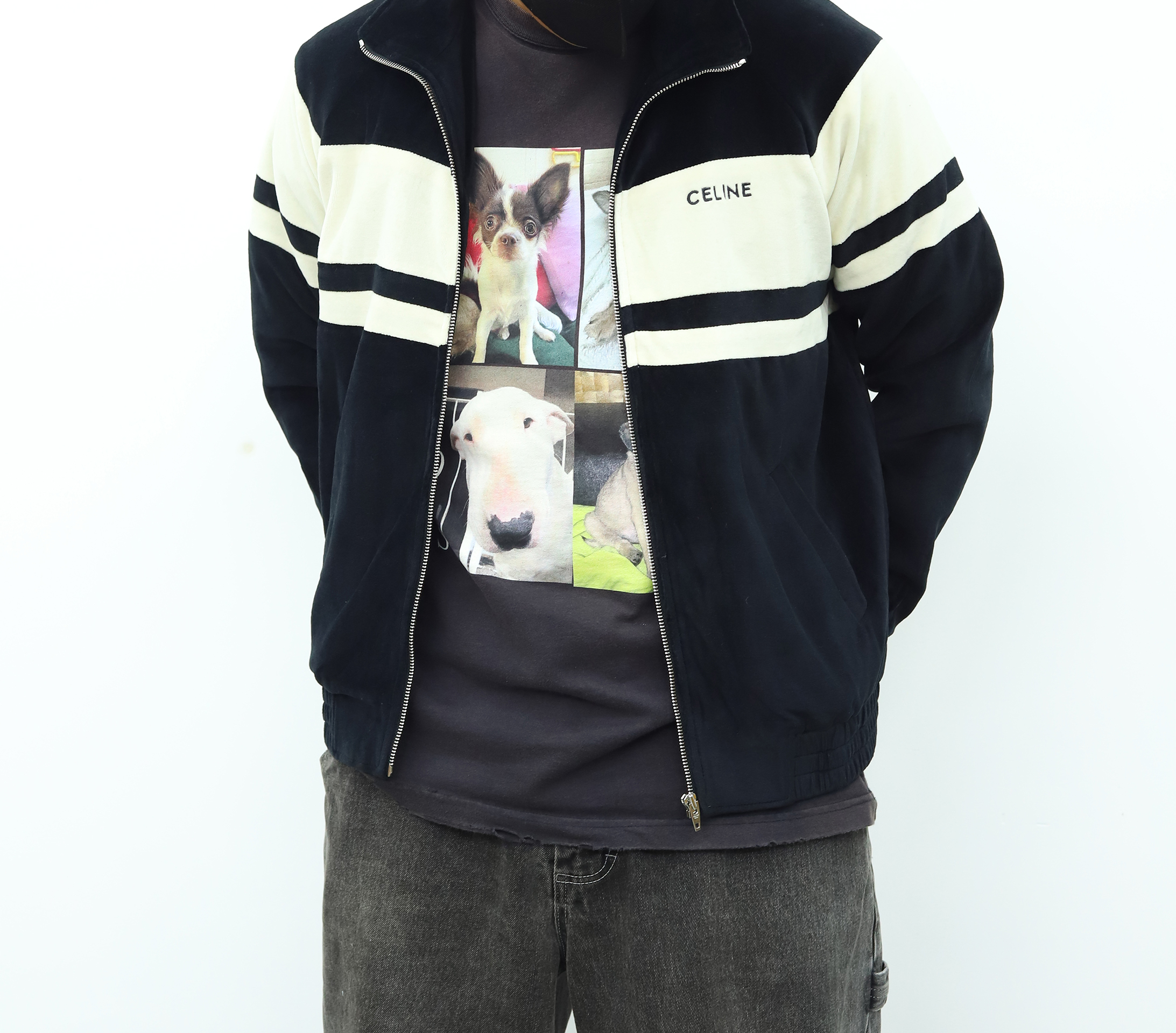 Celine刺绣丝绒夹克