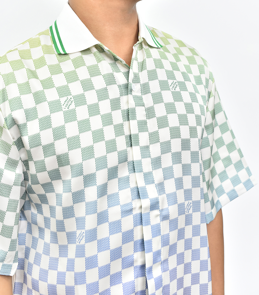 1V 格子渐变衬衫