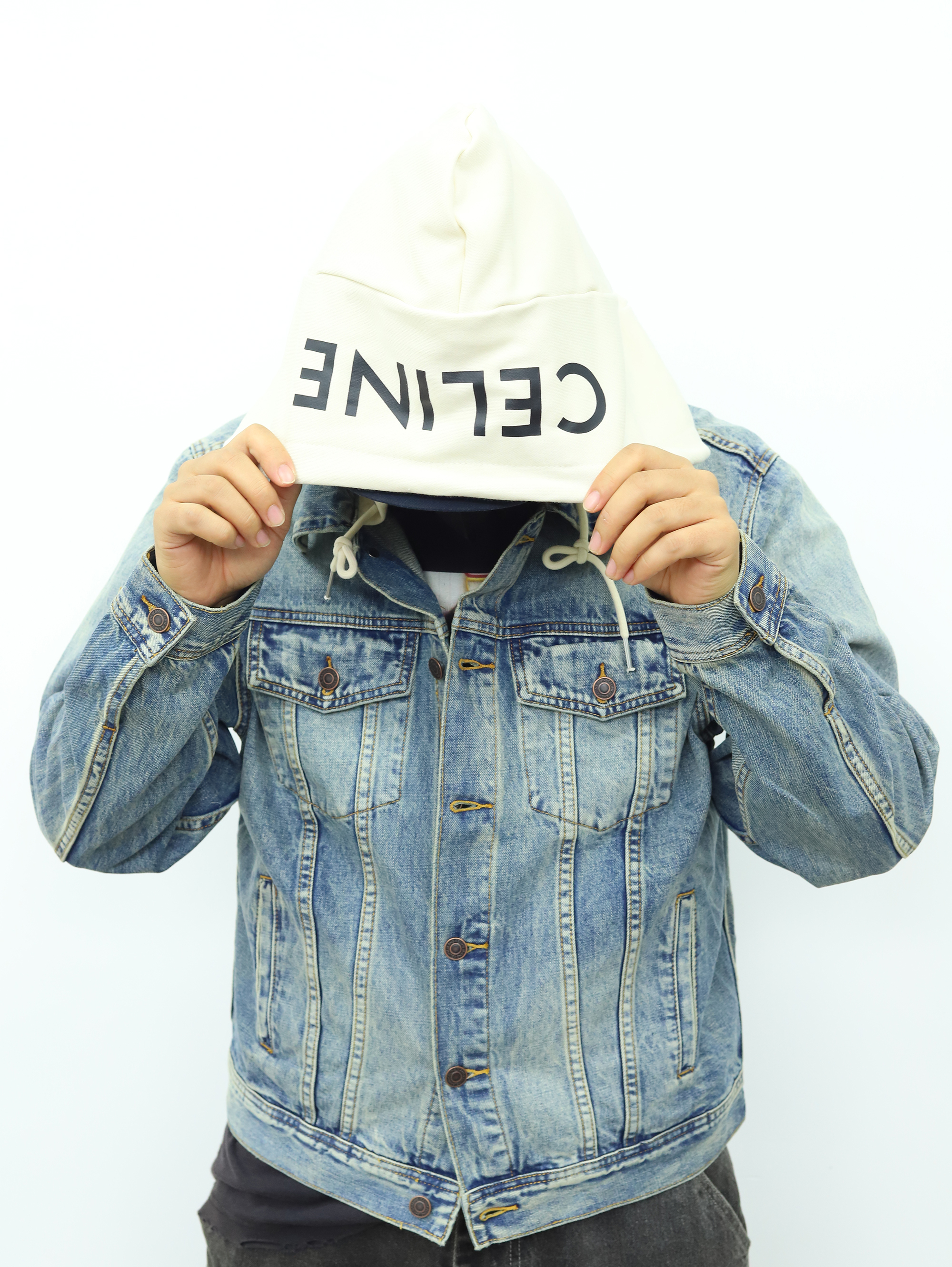 Celine拼接连帽牛仔外套