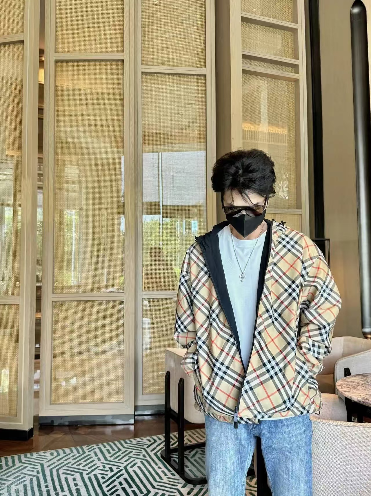 BBR Reversible Plaid War Horse Trench Coat