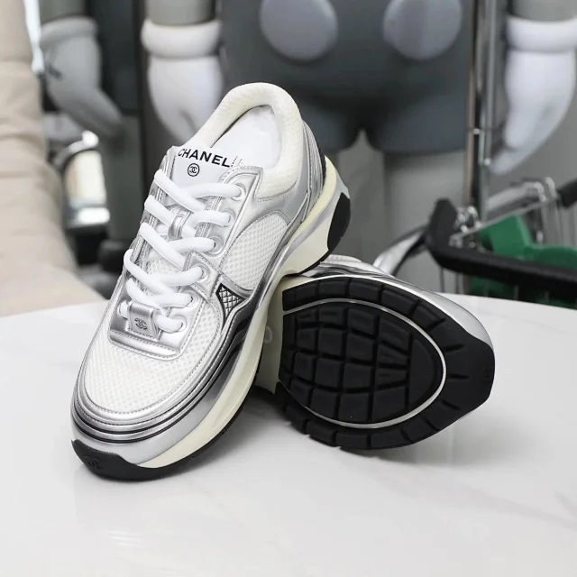 【银角女鞋】Chanel香奈儿 23C 银角大王银灰拼色网格女生小白鞋