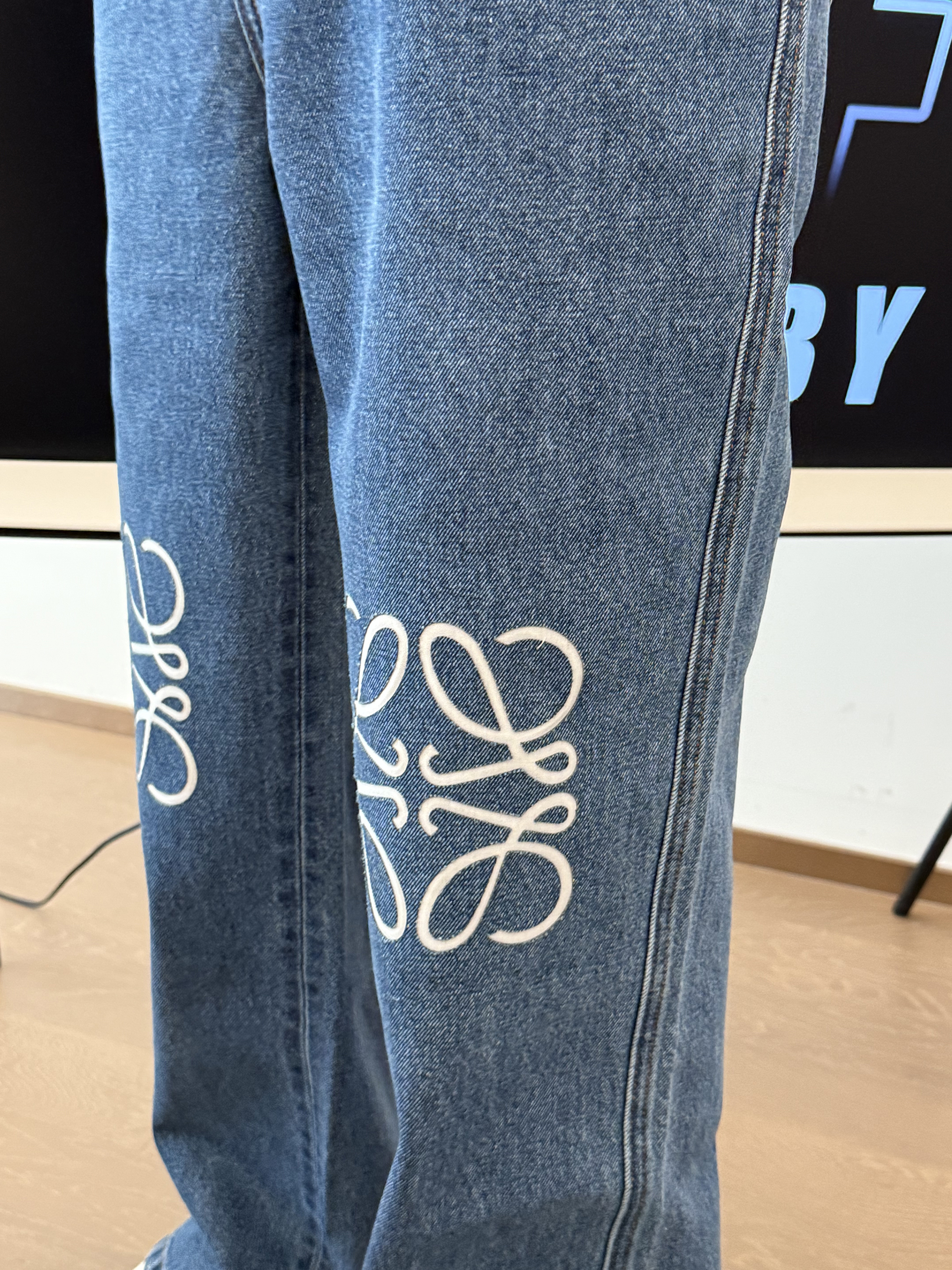 LOE laser engraved jeans