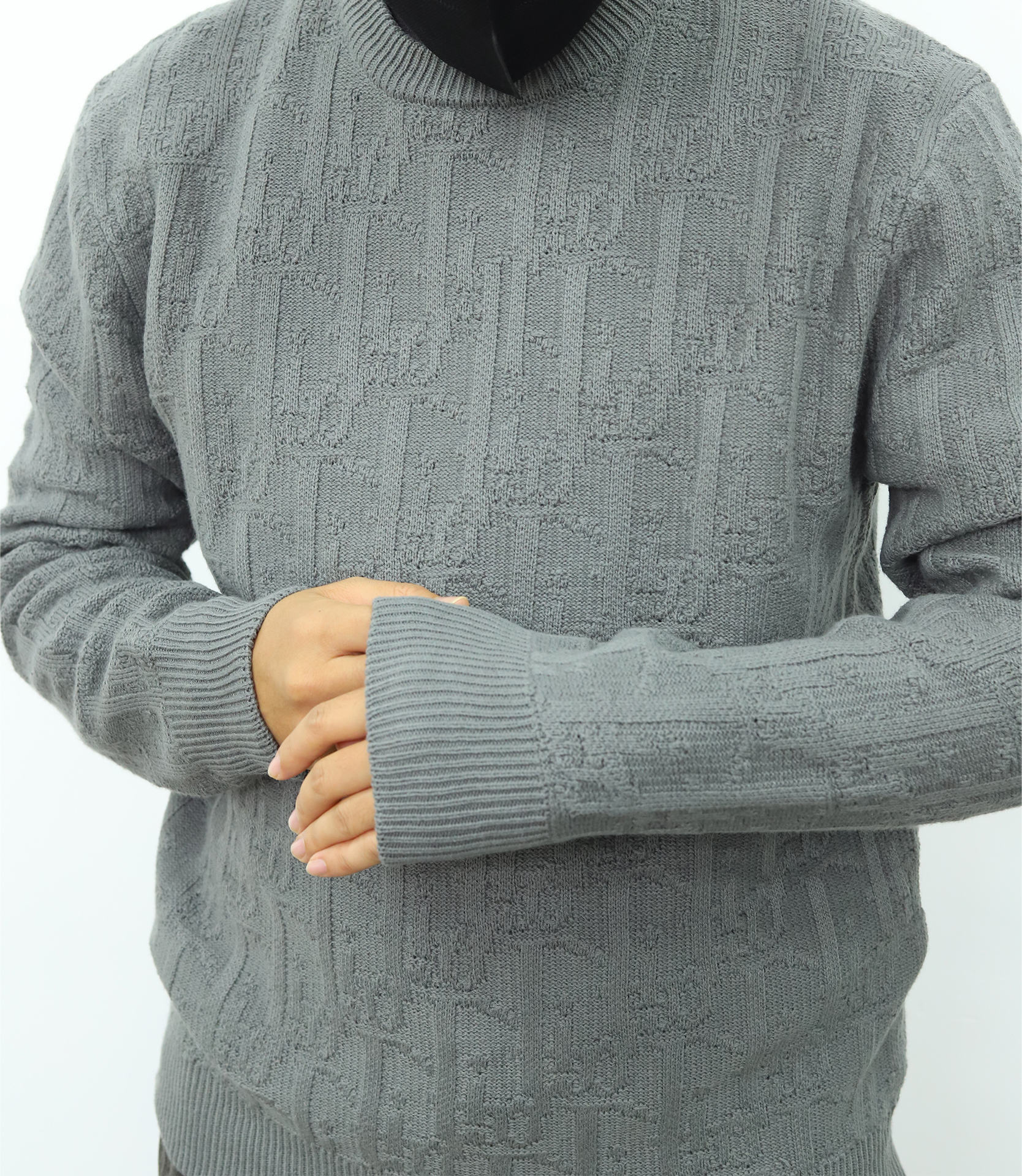 Dior老花暗纹毛衣 灰色