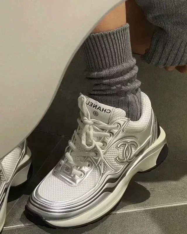 【银角女鞋】Chanel香奈儿 23C 银角大王银灰拼色网格女生小白鞋