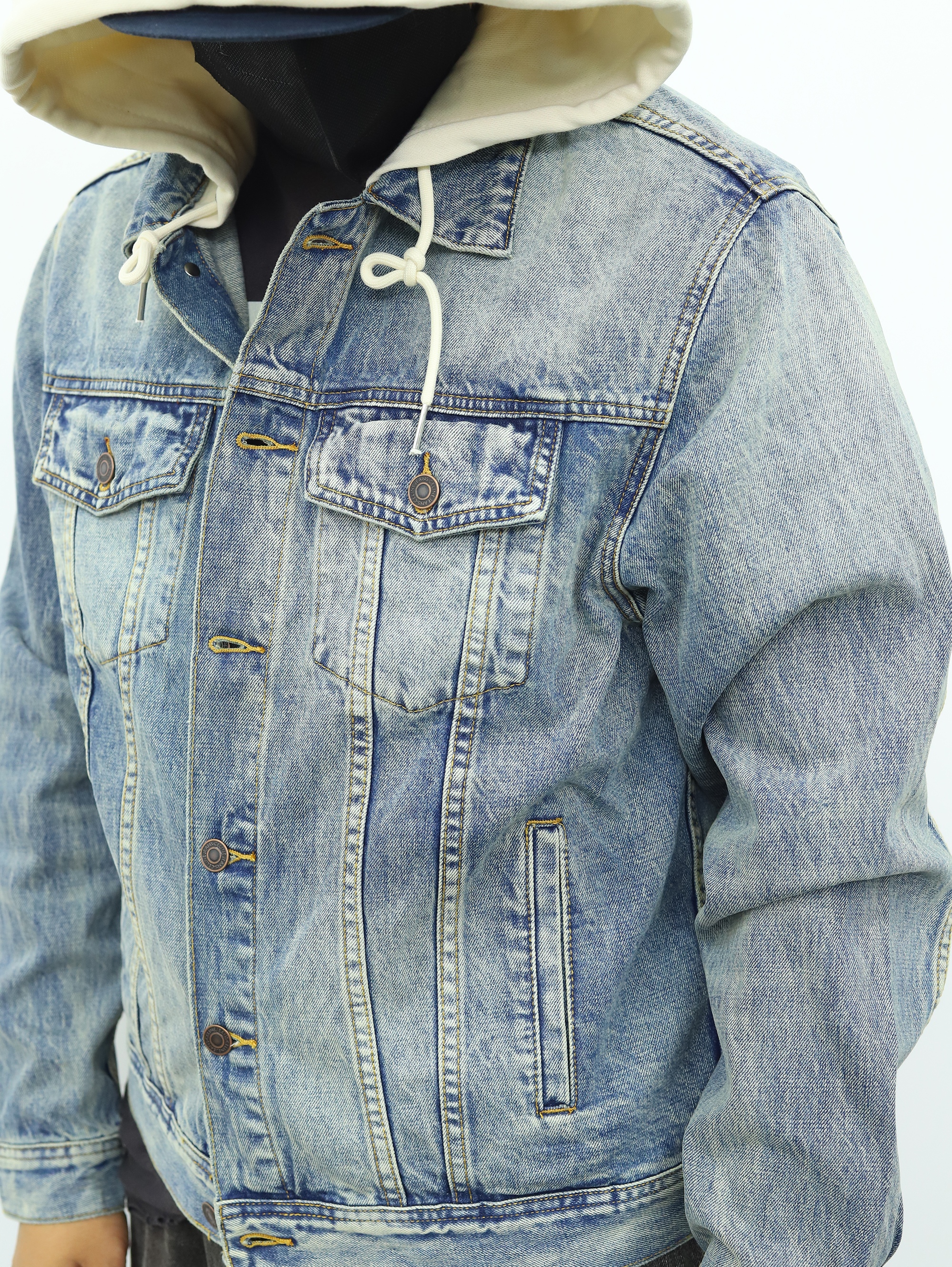 Celine拼接连帽牛仔外套