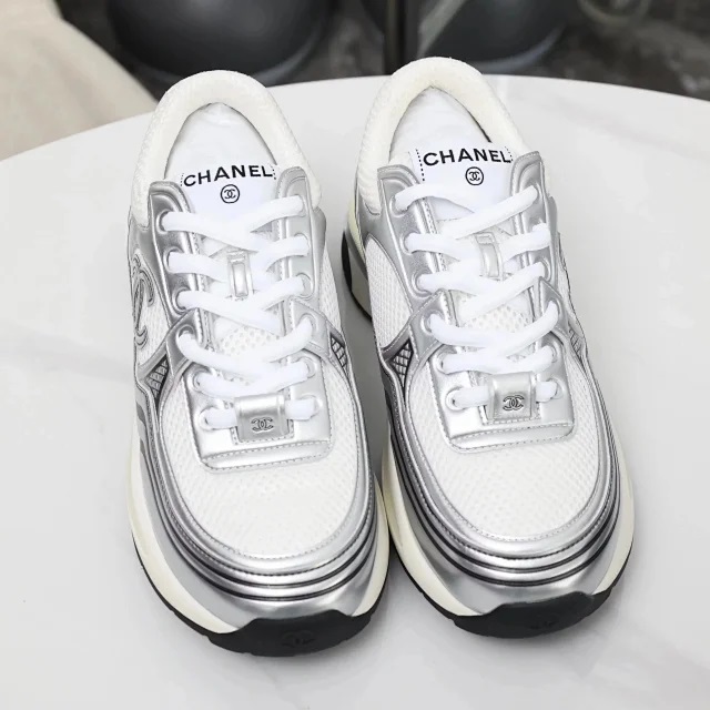 【银角女鞋】Chanel香奈儿 23C 银角大王银灰拼色网格女生小白鞋