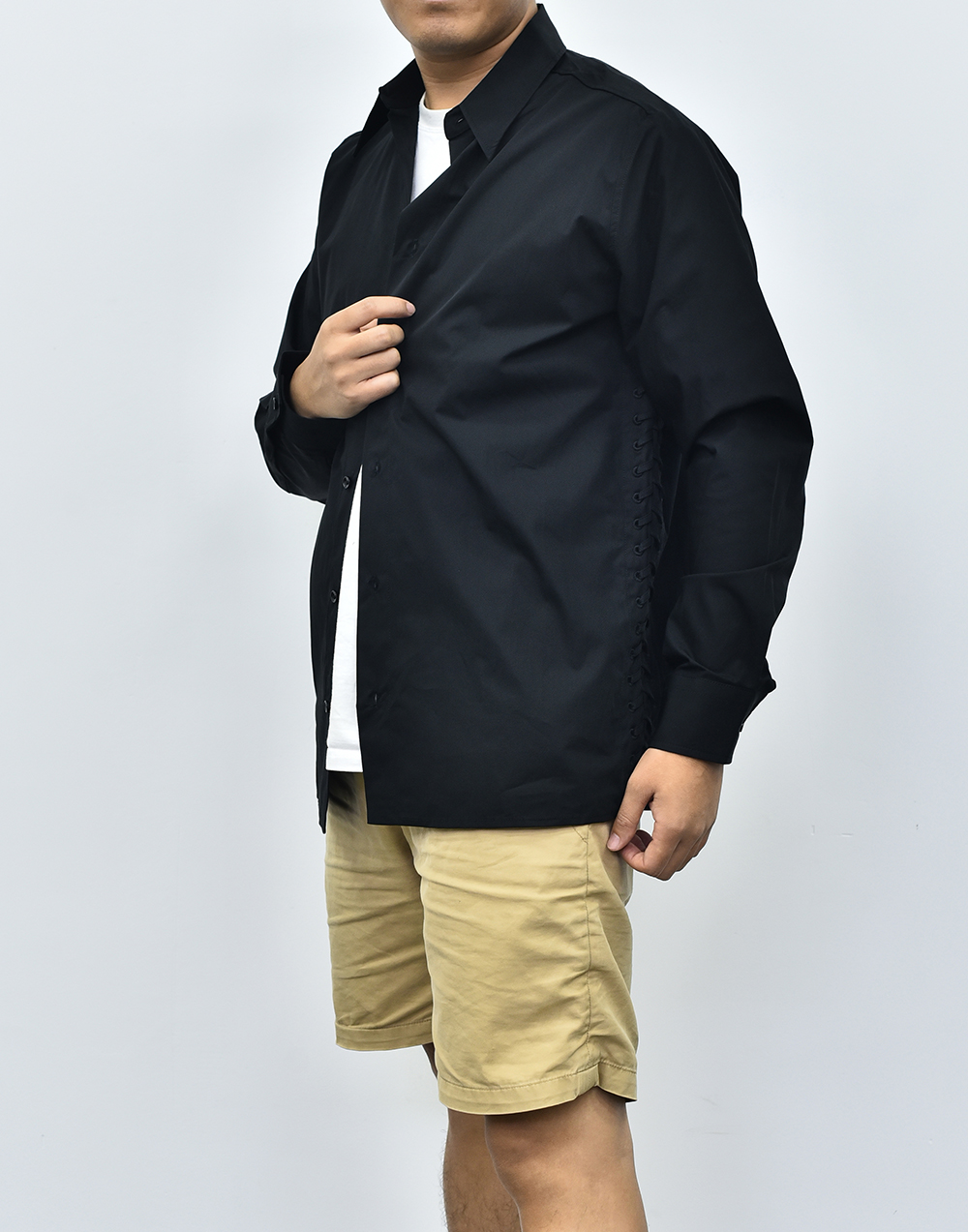 BV葆蝶家长袖衬衫 绿色黑色