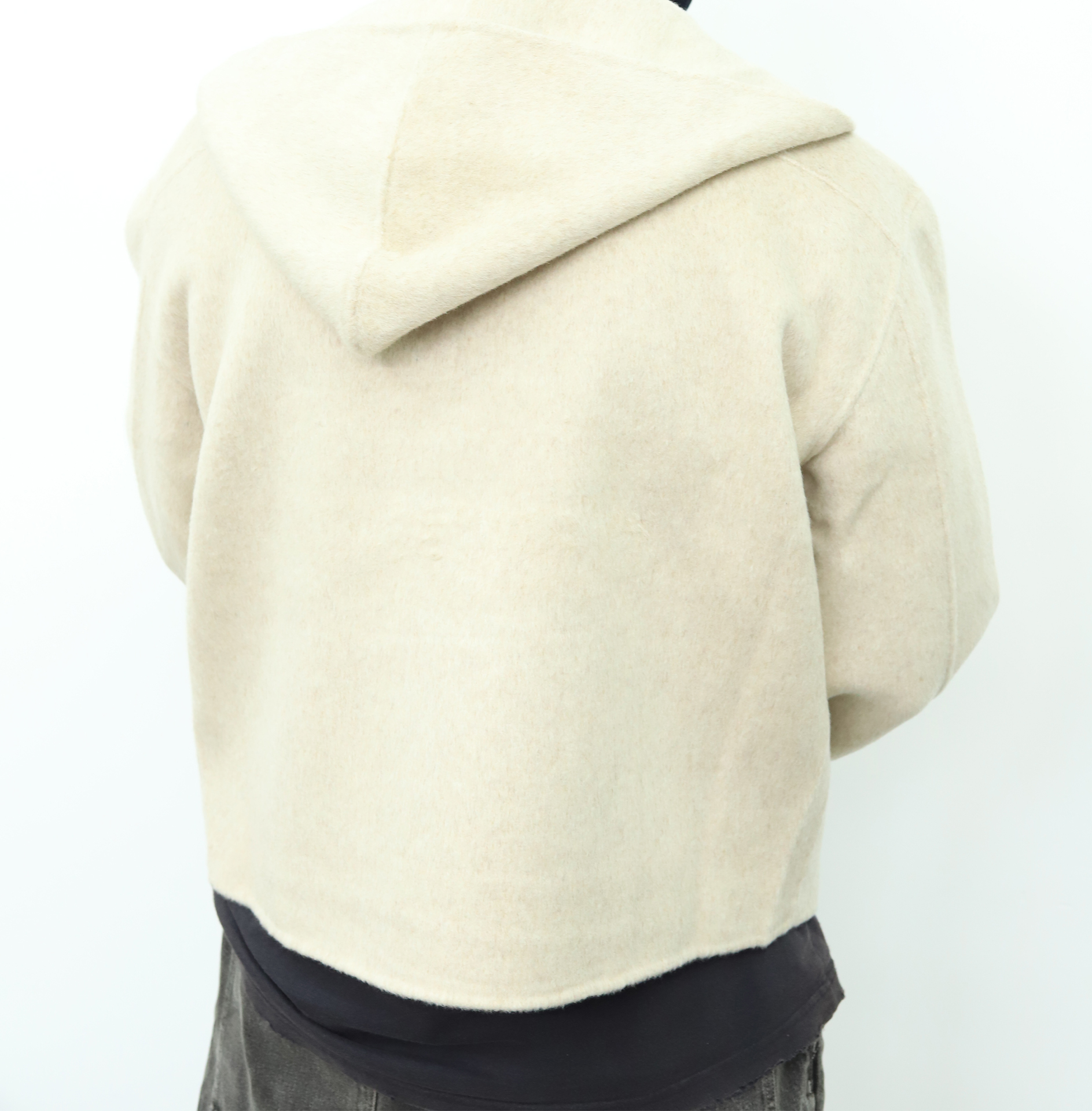 Acne连帽羊绒外套 杏色