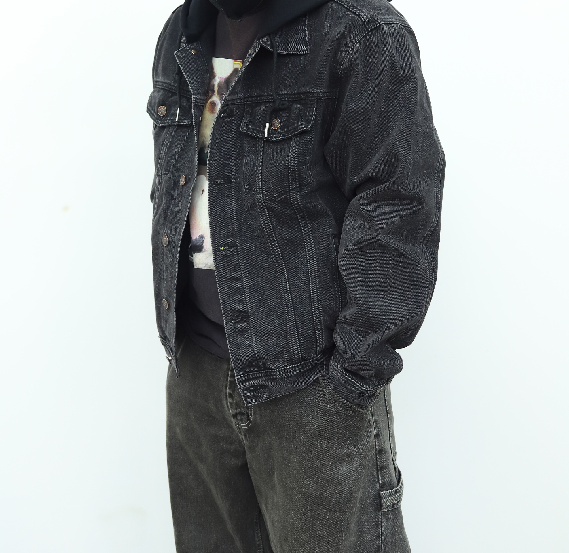 Celine拼接连帽牛仔外套