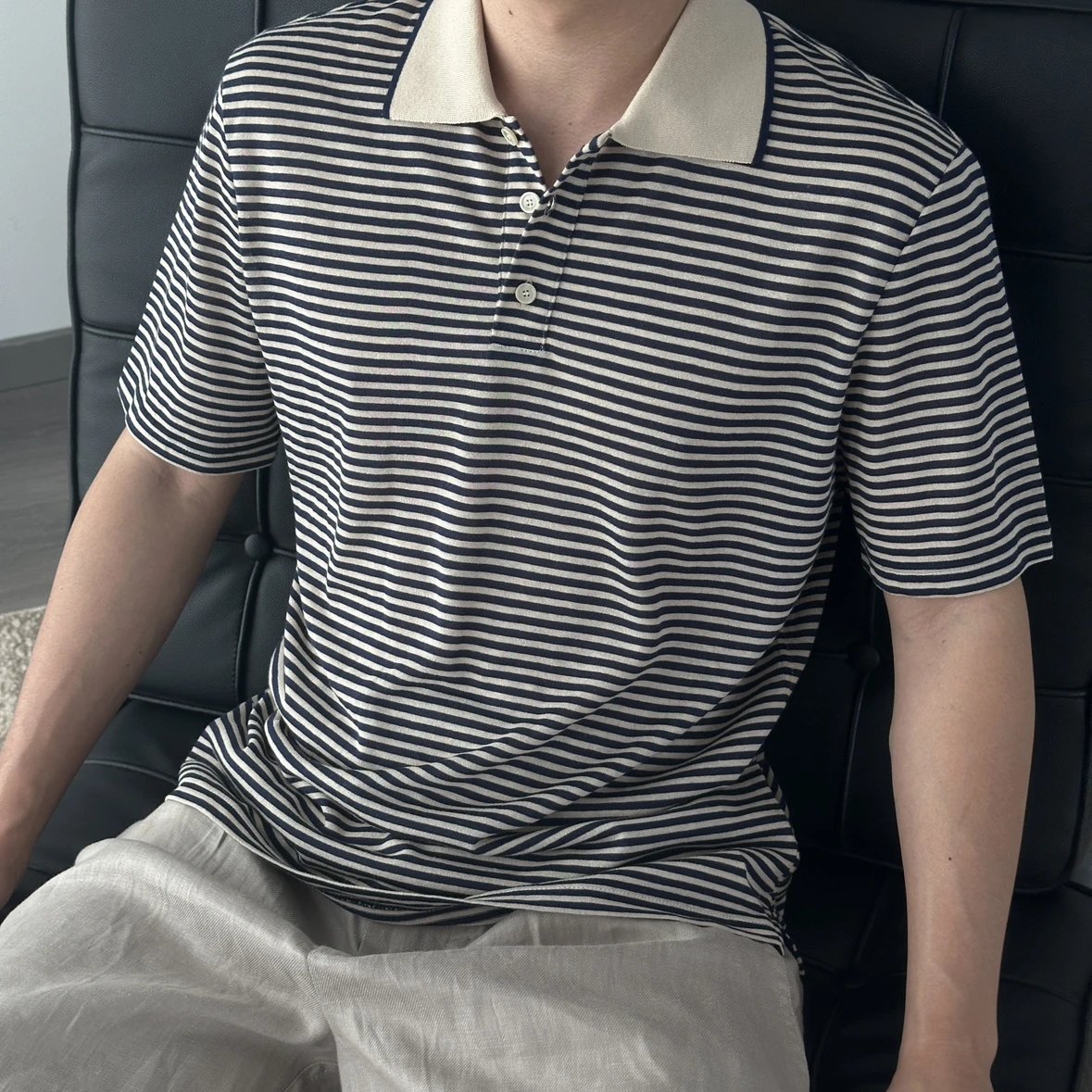 Item ID 8203 LP- old money style -“60 Double worsted linen ” Contrast striped trim