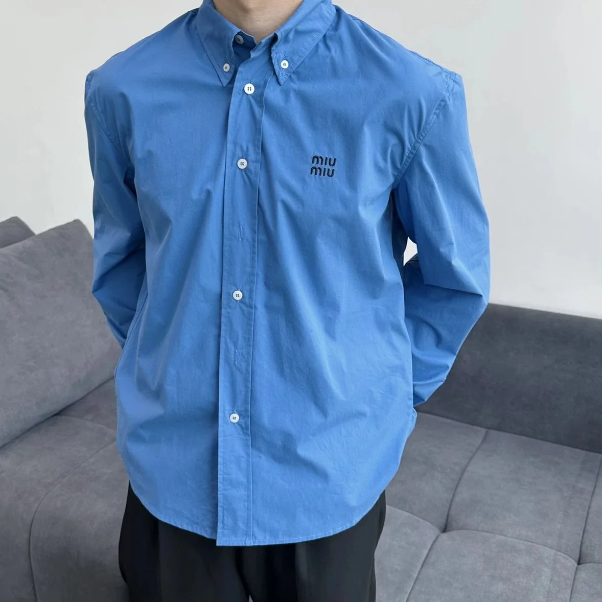 Item ID 8220 M1uM1u-Mumu-2022ss-Klein Blue Shirt - Tencel Cotton Fabric - Poplin Sh