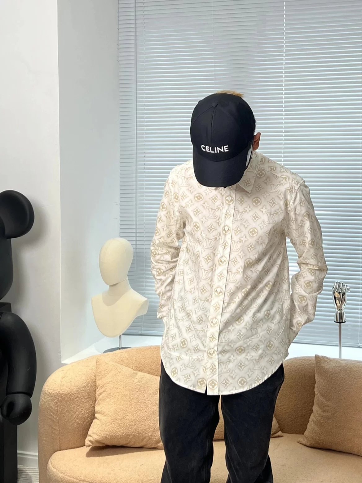 Item ID 8209 Advanced customization -2023ss all over print old flower shirt - gold