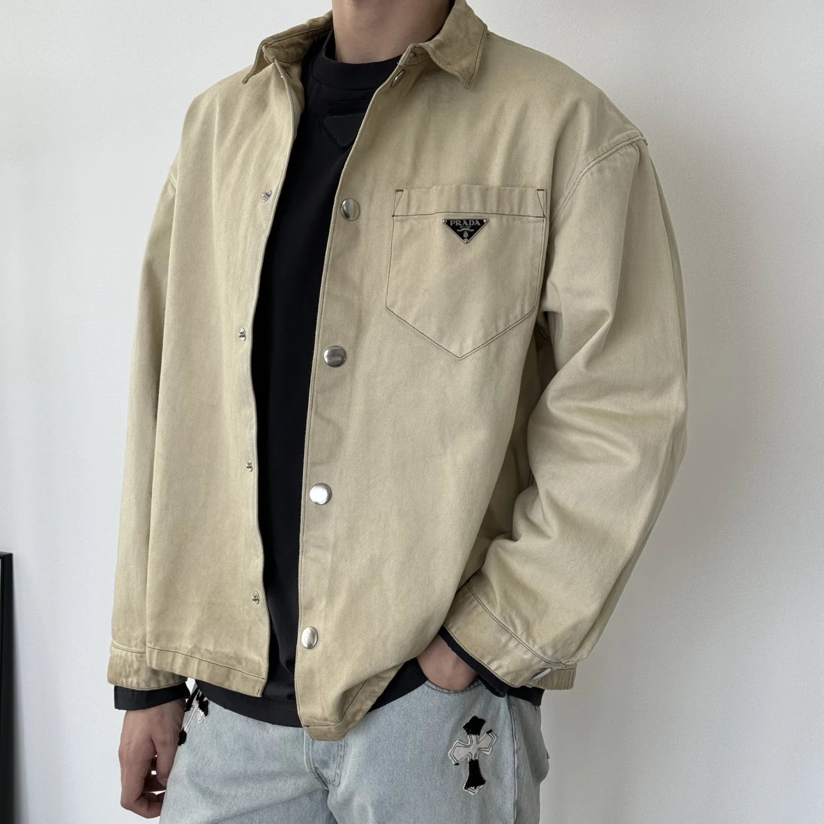 Item ID 8222 PRD - Dirty Stained Used Jacket _High Ding Triangle_ Solid Color Singl