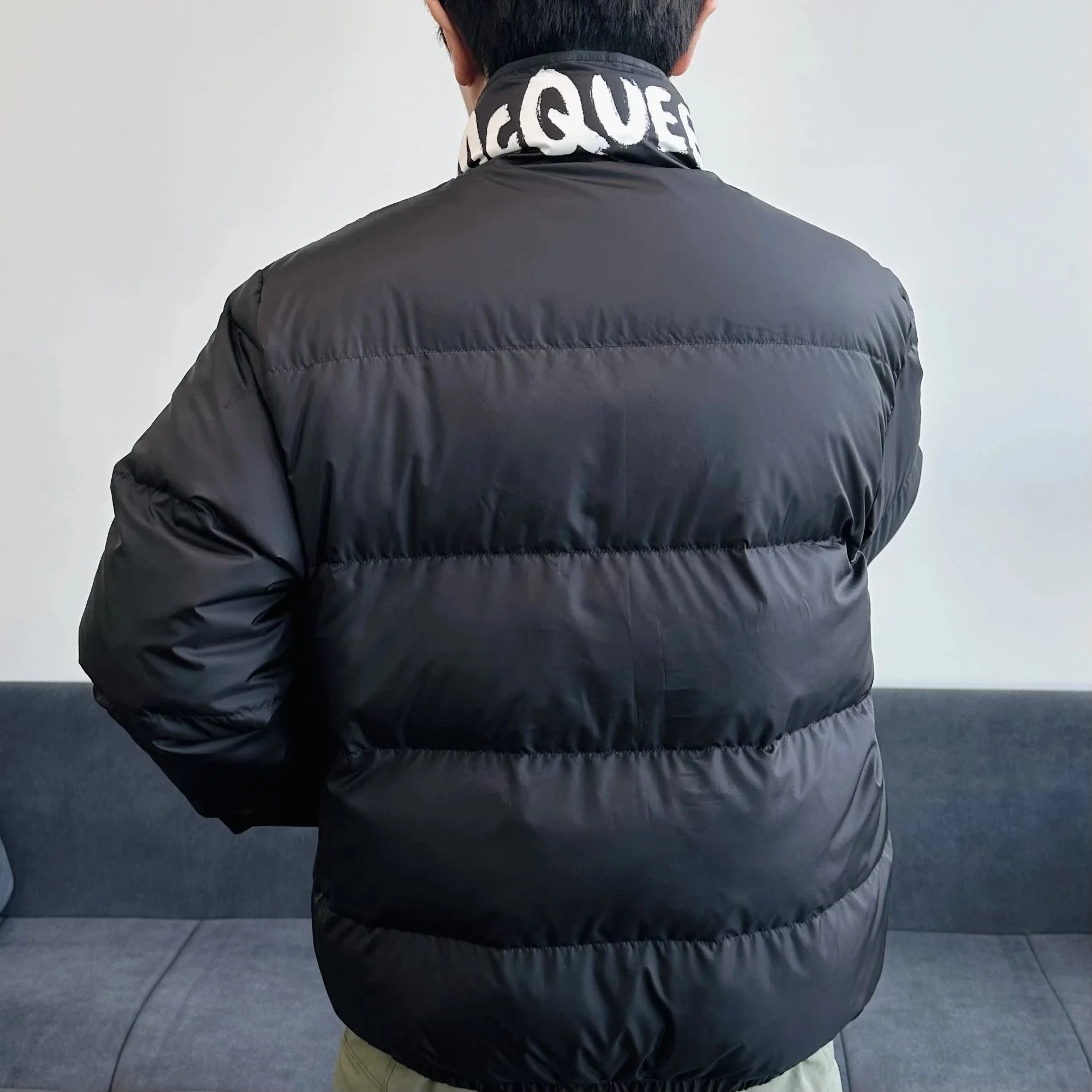 Item ID 8130 McQueen-2023FW - Stand up Down Jacket - Back Collar with Inked Letter