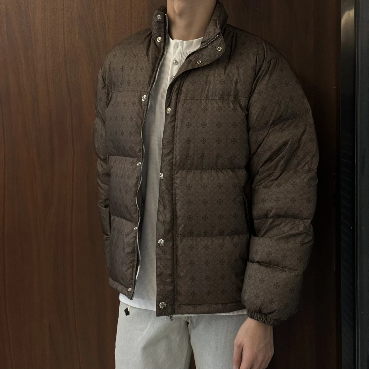 Item ID 8110 Crow heart CH full print logo“90 white duck down ”“ Exclusive distress