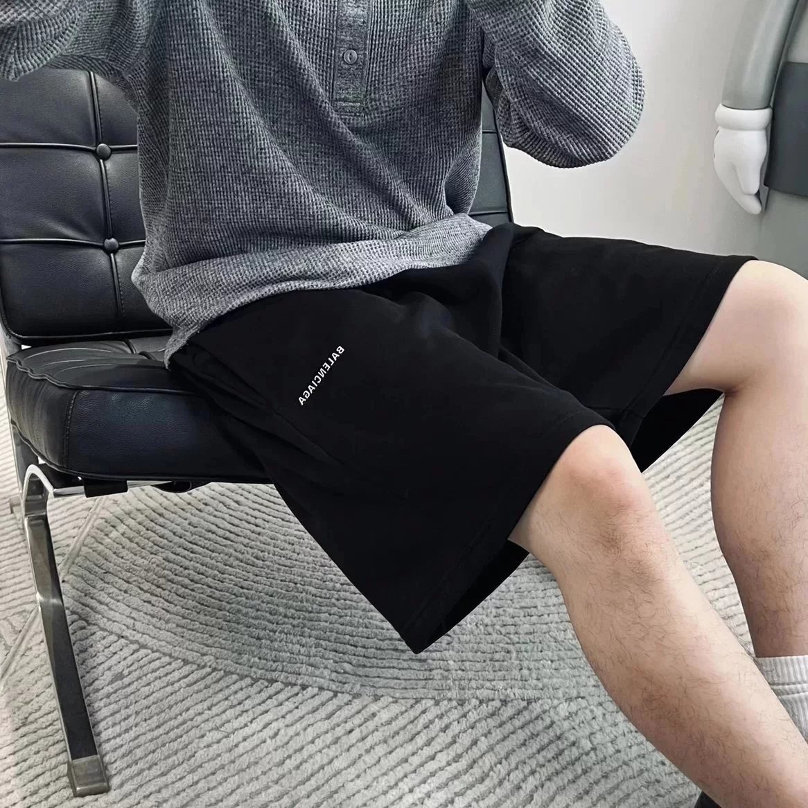 Item ID 8229 Balenci@ga- Paris-2024SS Reflective Letter Shorts - Basic Five Point C