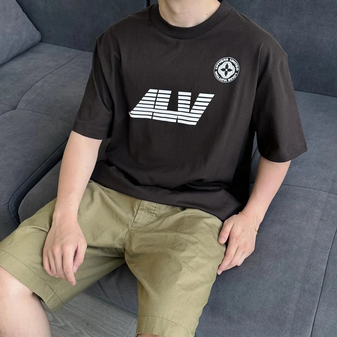 Item ID 8270 Advanced Customization -2022ss Earth Pattern Stripe Printed Short Slee