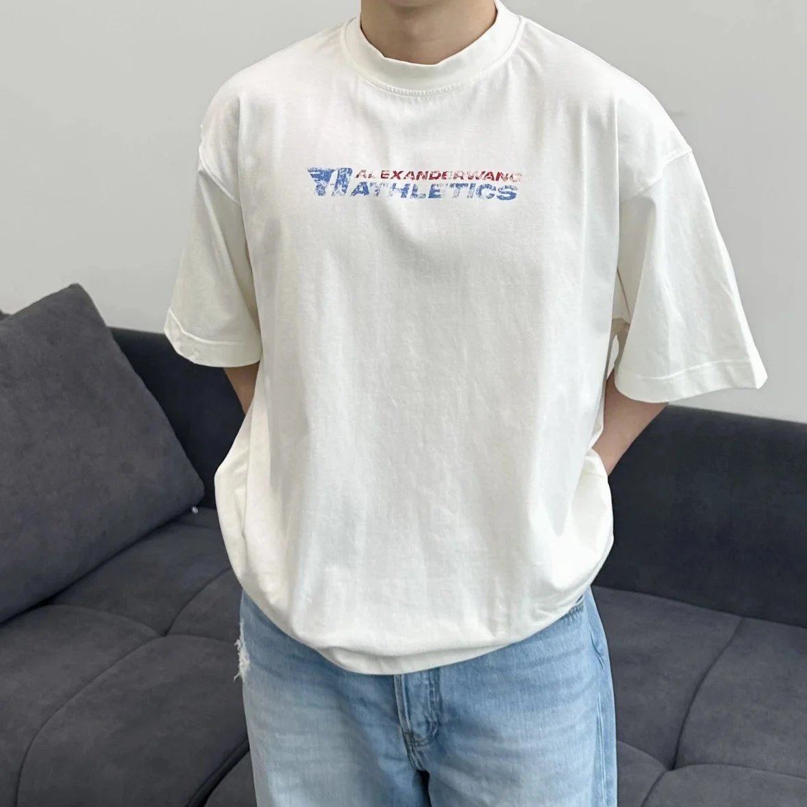 Item ID 8274 Alex@nder-Wang- king alexander -2025ss- Blurred letter print short sle