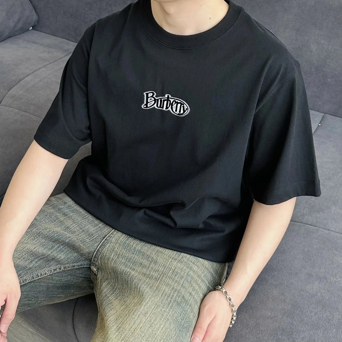 Item ID 8299 Burberrv-2024SS - Plush Silicone Printed Short Sleeve - Basic - Cotton