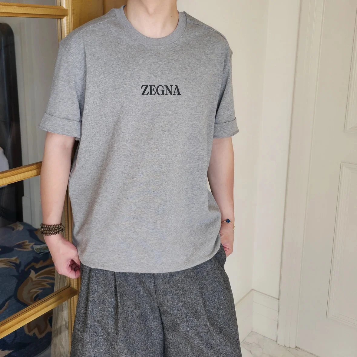 Item ID 8333 Zegna- Zegna -2024FW- Chest letter flocking heat transfer short sleeve