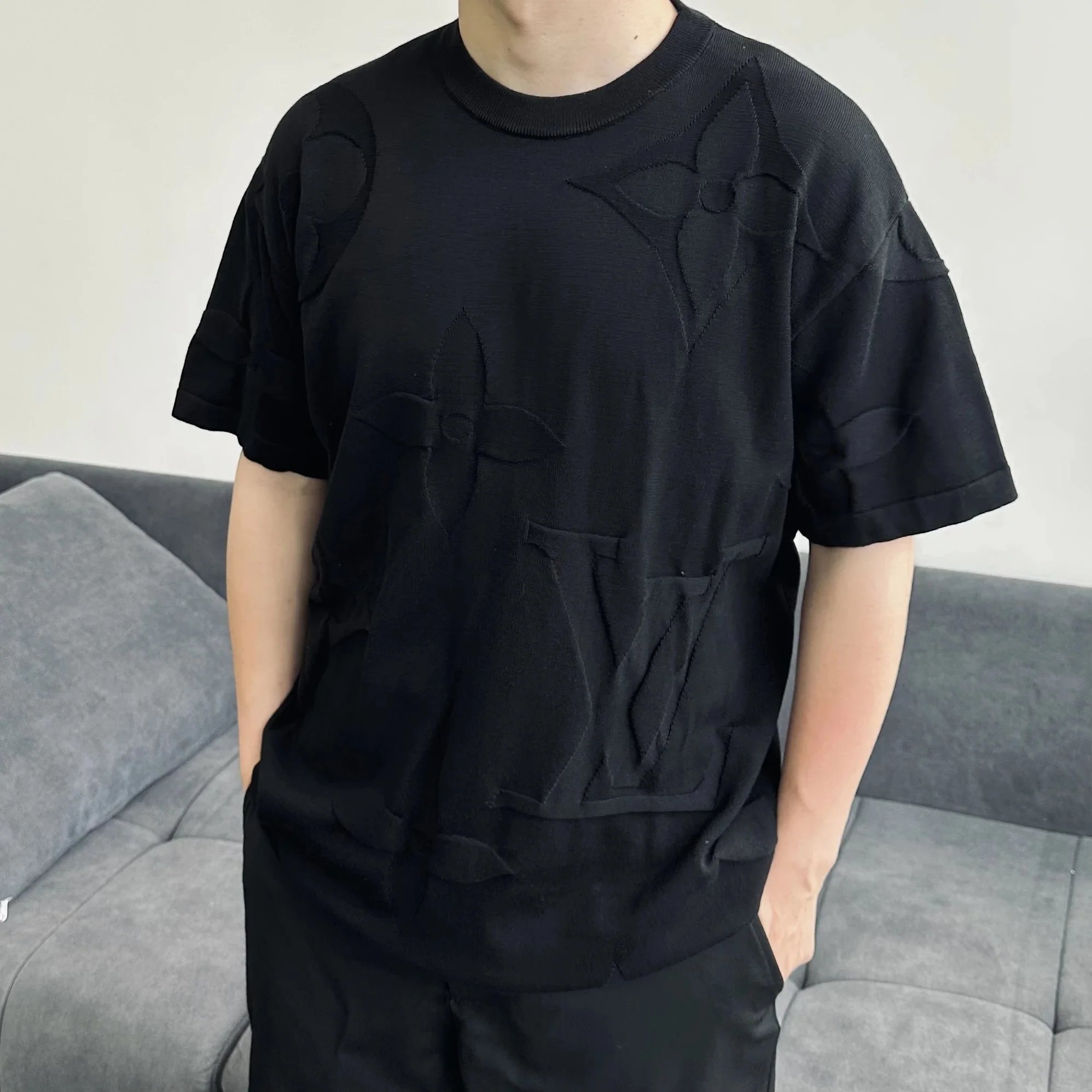 Item ID 8271 Advanced customization -2024ss- Large relief presbyopic knitted short