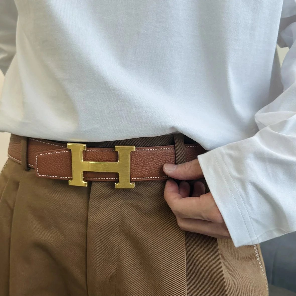 Item ID 8399 Hermes 3-2020ss - Classic H logo letter belt - Double sided calf leath